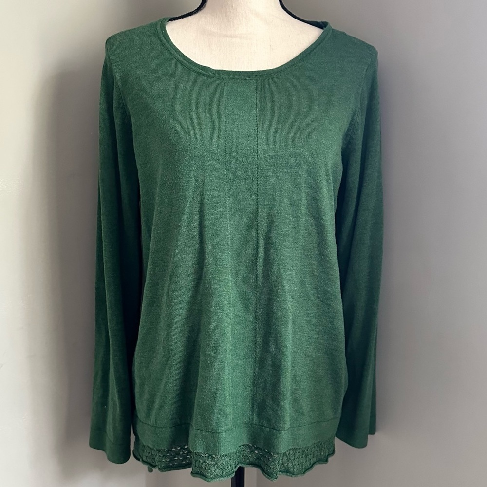 Cyrus | Long Sleeve Green Crochet Detail | 1X